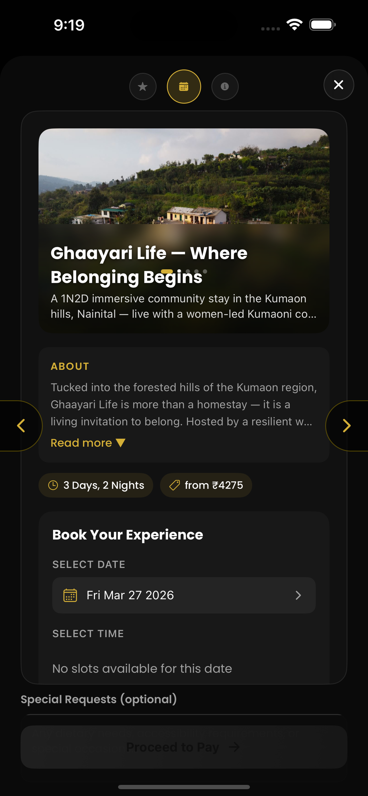 Experience Booking